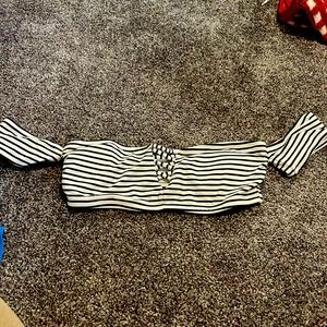 Navy blue and white striped Hollister size medium swimsuit top